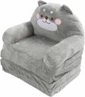 Cartoon Animal Kids Folding Sofa, Foldable Baby Sofa, Portable Toddler Folding Couch for Reading Watching TV Relaxing, Soft Fabric and Sponge Cushion, Indoor Outdoor Use (Folding in quarters)