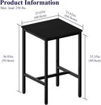 Lutown-Teen Square Bar Table, High Top Table - Industrial Metal Frame for Small Spaces & Narrow Kitchens, 23.6x23.6x36.9 in (LxWxH), Easy Assembly, Black