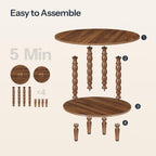 HOOBRO Coffee Table, 2-Tier Round Coffee Table, Coffee Table for Living Room, Center Table with 2-Tier Open Storage Shelf, Home Office, Walnut WL75KF01