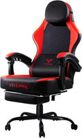 VITESSE Ergonomic Video Gaming Chair for Adults, 400 lbs PC Computer Chair, Racing Office Chair, Silla Gamer Height Adjustable Swivel Chair with Lumbar Vibration Support and Headrest（Red）