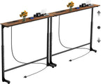 Keelian 90 inch Narrow Console Table with Outlet,Adjustable Height(25"-37") Behind Sofa Table,Couch Behind Table Skinny,Couch Shelf with Charging Station,Long Entryway Tables for Living Room, Brown