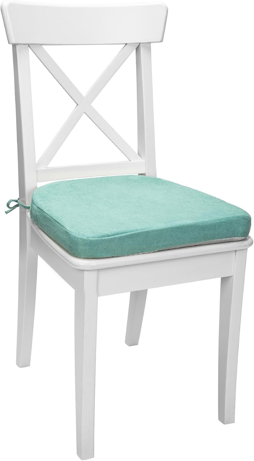 Chair Cushions for Dining Chairs, D-Shaped Non-Slip Seat Cushions with Removable Washable Covers & Ties, Chair Pads for Kitchen, Indoor Patio 17" x 16" (Aqua Blue, 6 Count) High-Resilience Foam