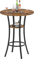 CHOEZON Round Bar Table, 2-Tier High Top & Counter Height Dining Table, for Bistro, Pub, Kitchen, Living Room, Rustic Brown and Black TBT03BF