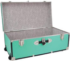 HomeStock Rustic Romance Heavy Duty 30" Under Bed College Storage Trunk with Lock, Latch Closure Type, 15.75" D x 30" W x 12.25" H, Ideal Camp Dorm Room Trunk Footlocker Teal