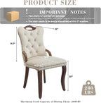 SoarFlash Velvet Dining Chair Set of 4, Solid Wood Handles, Upholstered Tufted Dining Room Chair with Nailhead Trim for Dining Room, Living Room, Office (Beige)