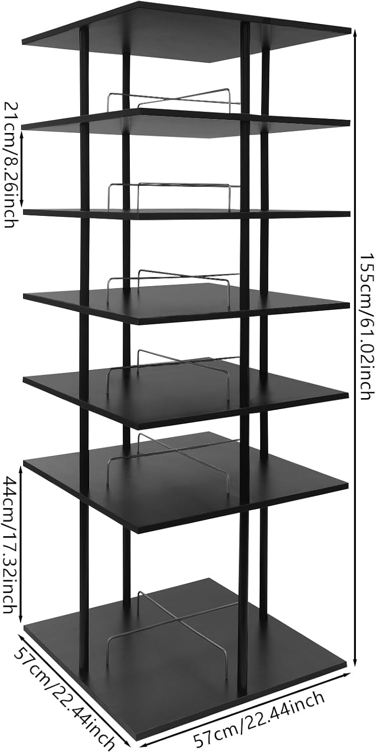 Rotating Shoe Rack, 6-Tier Shoe Storage Organizer with 360° Swivel Shelves, Holds Up to 24 Pairs, Floor Standing Shoe Shelf for Closet, Entryway & Bedroom