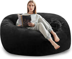 4FT,Big Bean Bag Chairs for Adults,Bean Bag with Filler Included,Memory Foam Bean Bag,Giant beanbag,Suitable for Reading Chairs in Living Room, Bedroom and Dormitory. (Black, 4 Foot)