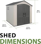 Lifetime 7' x 7' Outdoor Storage Shed with High-Density Polyethylene, Steel-Reinforced, Desert Sand