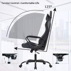 High Back Gaming Chair Ergonomic Racing Heavy Duty Office Chair Pc Video Game Chair, Lumbar Support with Arms & Headrest Chic Racing Style Desk Chair, Swivel Adjustable Best Home Office Chair - Black
