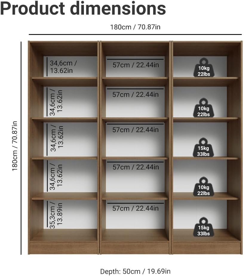 Madesa Kitchen Pantry Set Storage Cabinet 70" L 6 Doors 12 Utility Shelves 9 Adjustable Shelves Wooden Organization Unit Anti Tipping - Rustic