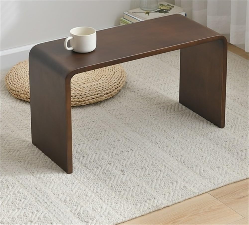 C Shaped End Table - Solid Wood Sofa Side Tables for Living Room & Home Office, Practical Laptop Desk and TV Tray