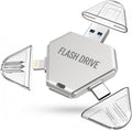 MFi Certified 512GB Flash Drive for iPhone, 3 in 1 Photo Stick with Lightning/Type-C/USB-A, Photo Stick for iPad Android Mac PC, for Photos Videos and File Backup,Available Space: ~484GB,Silver