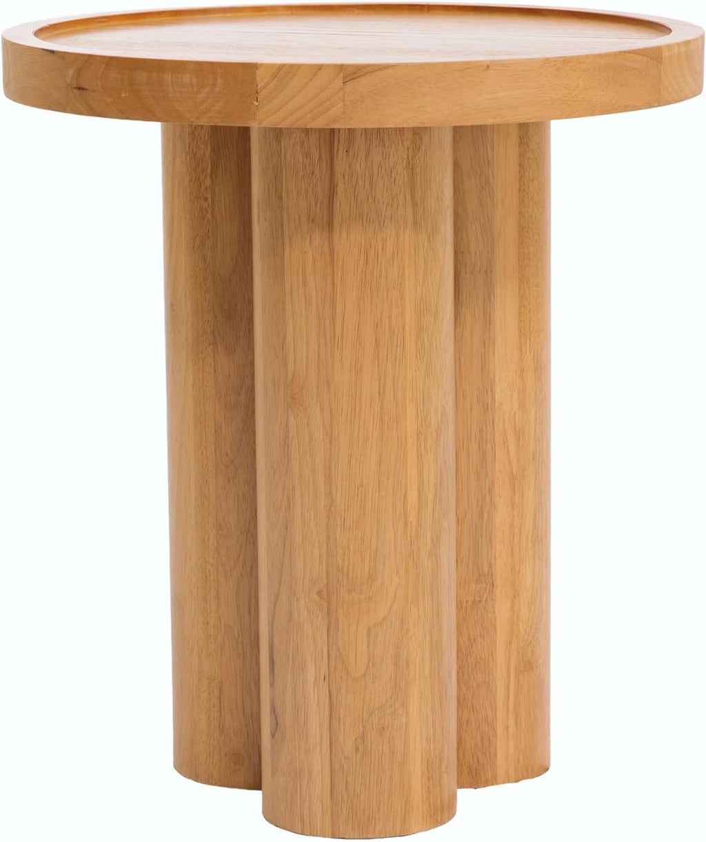 Christopher Knight Home Benny Round Solid Wood End Table, Wooden Side Table with Pedestal Base, Modern Accent Table for Living Room/Bedroom/Small Spaces, Indoor Small Pedestal Table, Natural