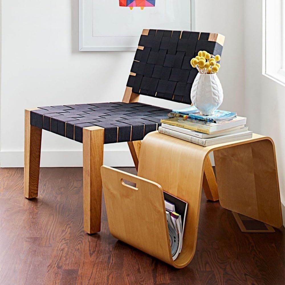 N-Shaped End Table Side Table with Handle and Magazine Rack Wood Small Tables Tea Tables for Living Room Apartment Lightweight(Natural)