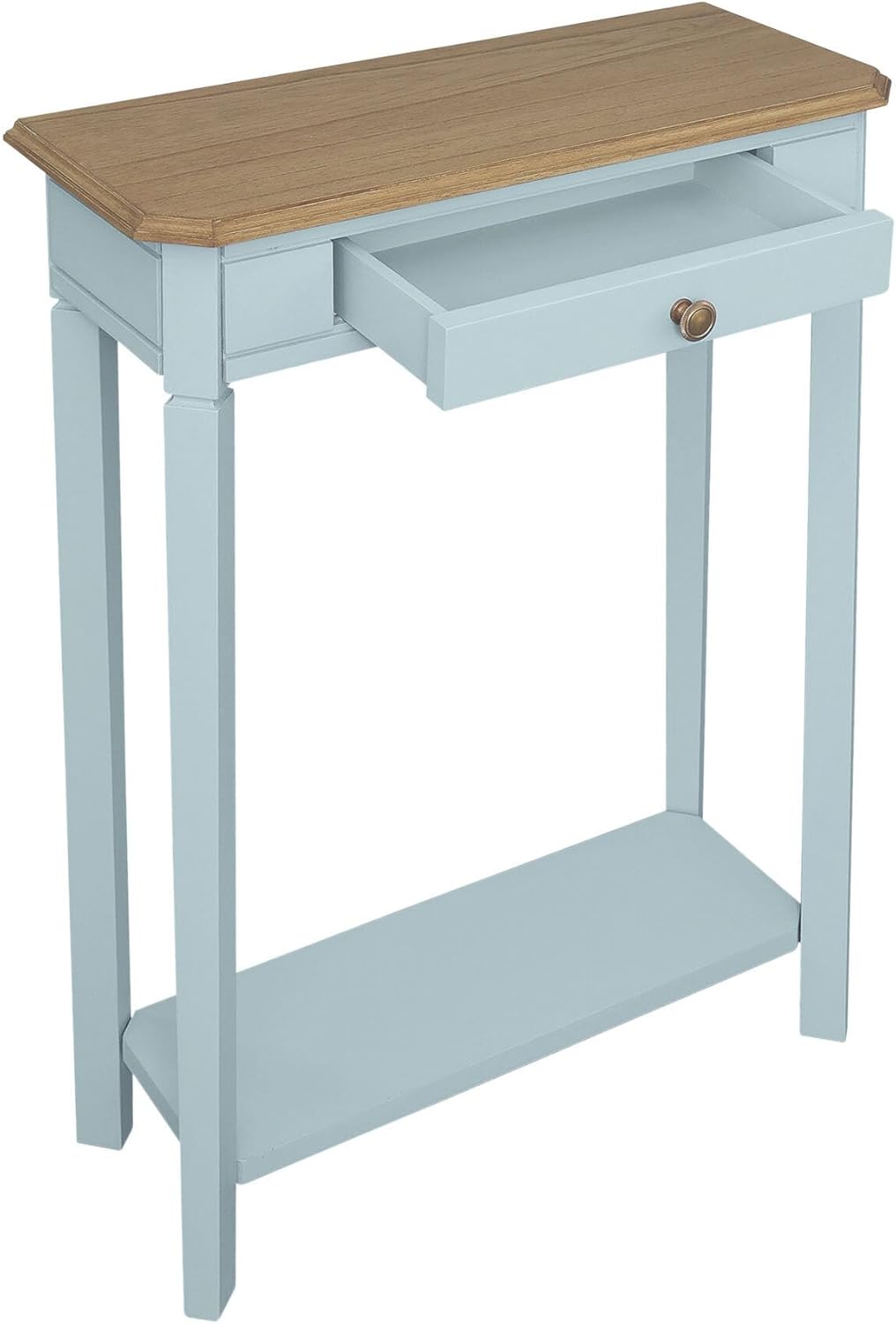 East at Main Console Table – 23.75” Wide Narrow Powder Blue Entryway Table with Storage & Shelf – Two Tone French Country Accent Table for Hallways, Foyers, Living Rooms and Small Spaces – Handcrafted