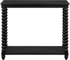 OSP Home Furnishings Elise Cottage Style Table with Spindle Legs, Open Storage Shelf, Foyer Table, Black Finish
