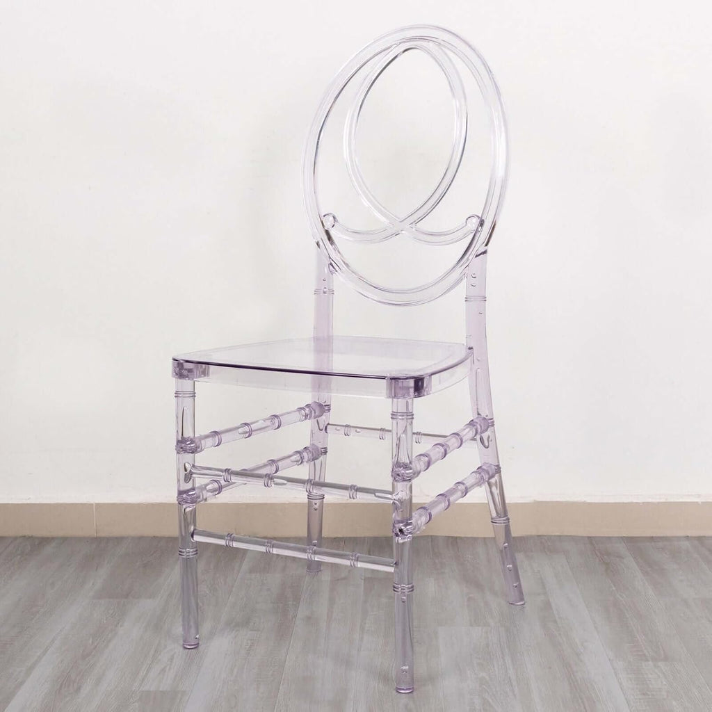 Efavormart Stackable Clear Acrylic Phoenix Chiavari Ghost Chair, Transparent Resin Armless Oval Back Chair