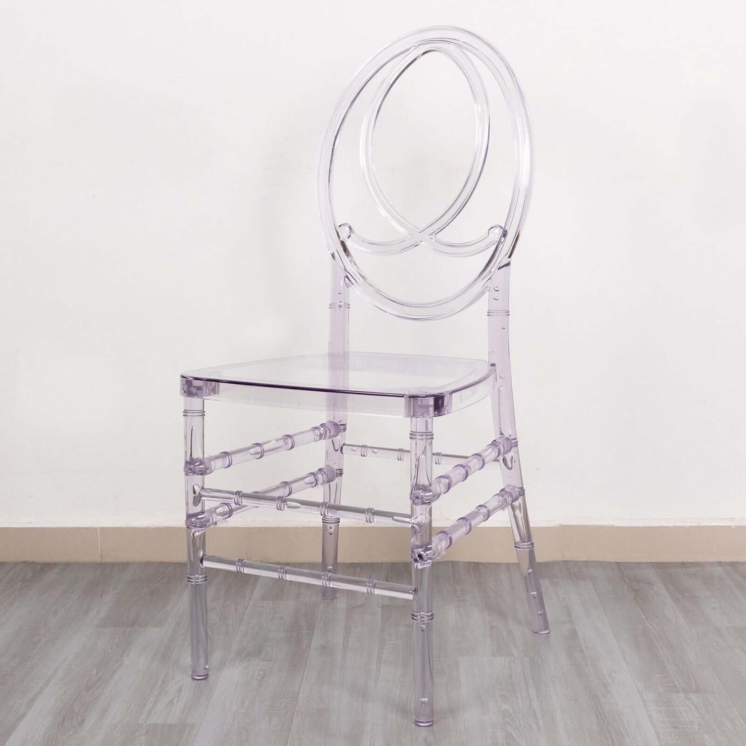 Efavormart Stackable Clear Acrylic Phoenix Chiavari Ghost Chair, Transparent Resin Armless Oval Back Chair