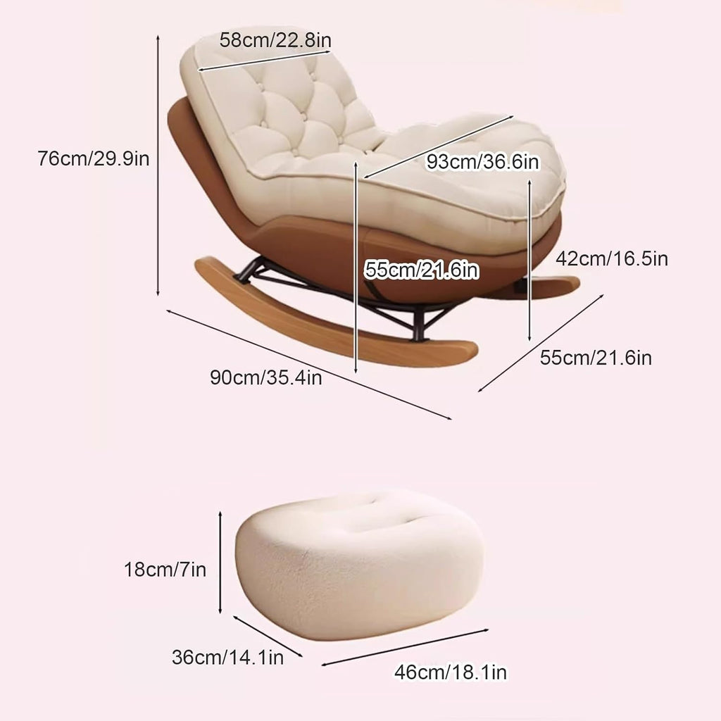 Glider Rocking Chair, Upholstered Rocking Chair Indoor, with Thick Cushion Nursery Rocking Chairs, for Living Room, Bedroom (Color : Yellow, Size : B)