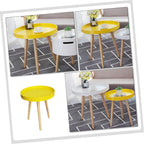 SUPVOX Modern Small Round Nordic Sofa Side Table, Yellow Mini Creative Indoor Coffee End Table for Living Room and Balcony