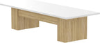 AGOTENI 118" Large Dining Table for 8-12 People, Versatile Rectangle Dining Room Table with Wood Grain for Conference Room Kitchen, White & Natural