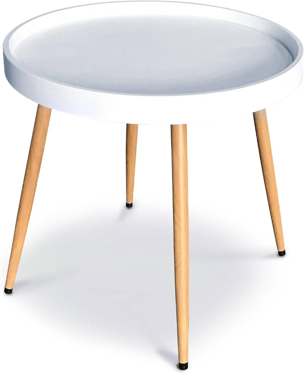 Detachable Round Coffee Table, Modern Side Table with Removable Tray Top, Small Accent End Table for Living Room, Bedroom, Balcony, White