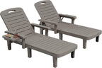 UDPATIO Resin Outdoor Lounge Chair with Armrest Set of 2, 5-Position Adjustable Patio Chaise Chairs, Waterproof Heavy Duty Pool Reclining for Beach, Lawn, Garden, and Deck，Resin A Grey