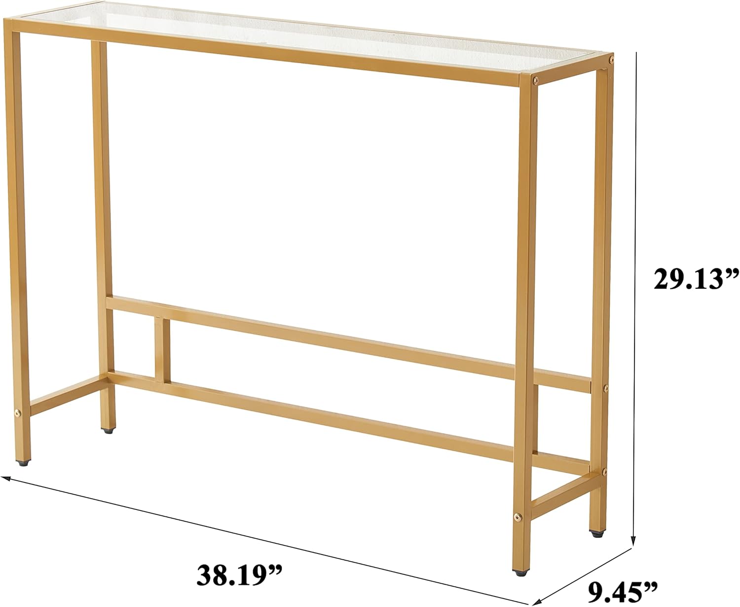 MAJARO Small Modern Console Table for Entryway, Tempered Glass with Metal Frame Sofa Table for Living Room, Hallway, Office (Single-Layer, Gold)