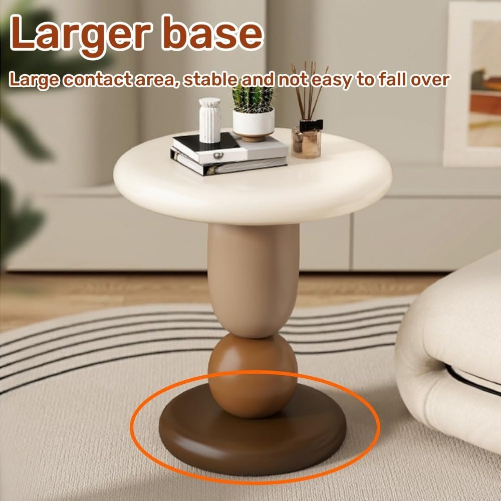 Round Bedside Table, Creative Resin Side Table, Modern Accent Table, Simple Decorative Table, Nightstand, Suitable for Living Room, Bedroom, Hotel(Brown)