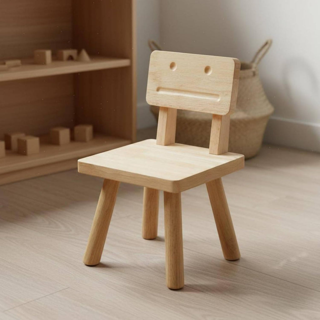 Qianly Wooden Animal Chair Sturdy Chair Non-Slip Feet Cartoon Character Seat for Kindergarten, Playroom, 26x26x45cm, Rabbit