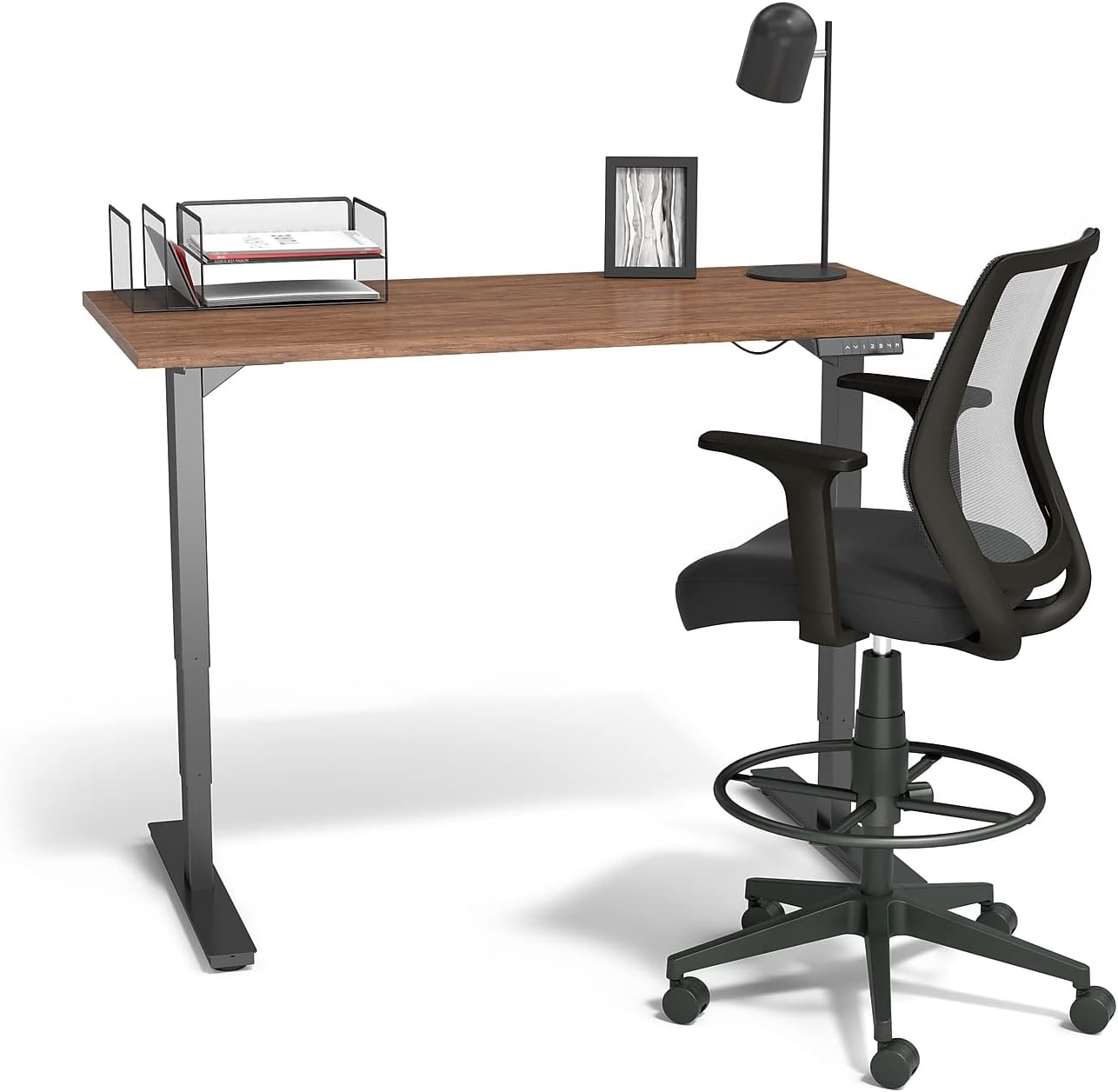 Staples Drafting Stool, Mesh, Ergonomic, Adjustable Height, Swivel, Black