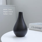 Black Ceramic Vase Set of 5 - Small Bud Vases for Flowers, Mini Decorative Vases for Rustic Weddings & Home Decor | Assorted Floral Arrangement Centerpieces for Table, Cabinet, Living Room & Entryway