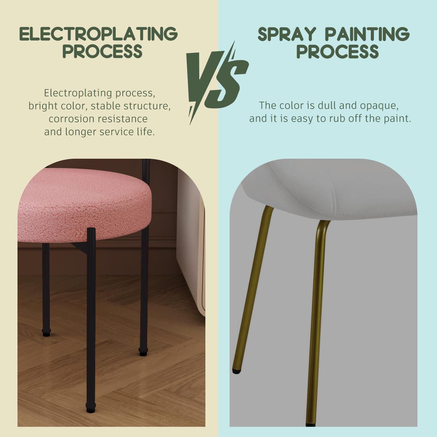 Desk Chair No Wheels Vanity Chair Comfy Accent Chairs for Living Dining Room Bedroom Home Office Mid Century Modern Upholstered Armless with Metal Legs (Black Frame+Pink, 1)