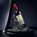 Gothic Skull Decorated Wine Bottle Rack, Halloween countertop Small Wine Rack, Room Emotional Decoration (Silvery)