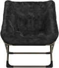 Collapsible Saucer Chair for Adults – Soft Faux Fur, Metal Frame, 300 Lbs Capacity, No Assembly Needed – for Bedroom, Living Room, Dorm or Apartment