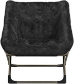 Collapsible Saucer Chair for Adults – Soft Faux Fur, Metal Frame, 300 Lbs Capacity, No Assembly Needed – for Bedroom, Living Room, Dorm or Apartment