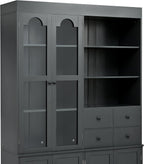 Tall Kitchen Pantry Cabinet with 4 Drawers, Door Shelves and Pull-Out Trays, Freestanding Buffet with Hutch for Dining Room, Living Room, Home Office (Gray-T)