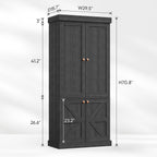 Vyre 70.8" Tall Kitchen Pantry Cabinet with Doors, Farmhouse Modular Storage Cabinet with 4-Tier Adjustable Shelves, Large Storage Cabinet for Kitchen or Living Room, Set of 2, Black