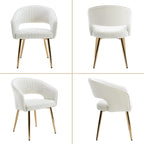 Velvet Dining Chairs Set of 4, Upholstered Dining Room Chairs with Gold Metal Legs, Modern Accent Kitchen Chairs with Curved Backrest for Living Room, Beige