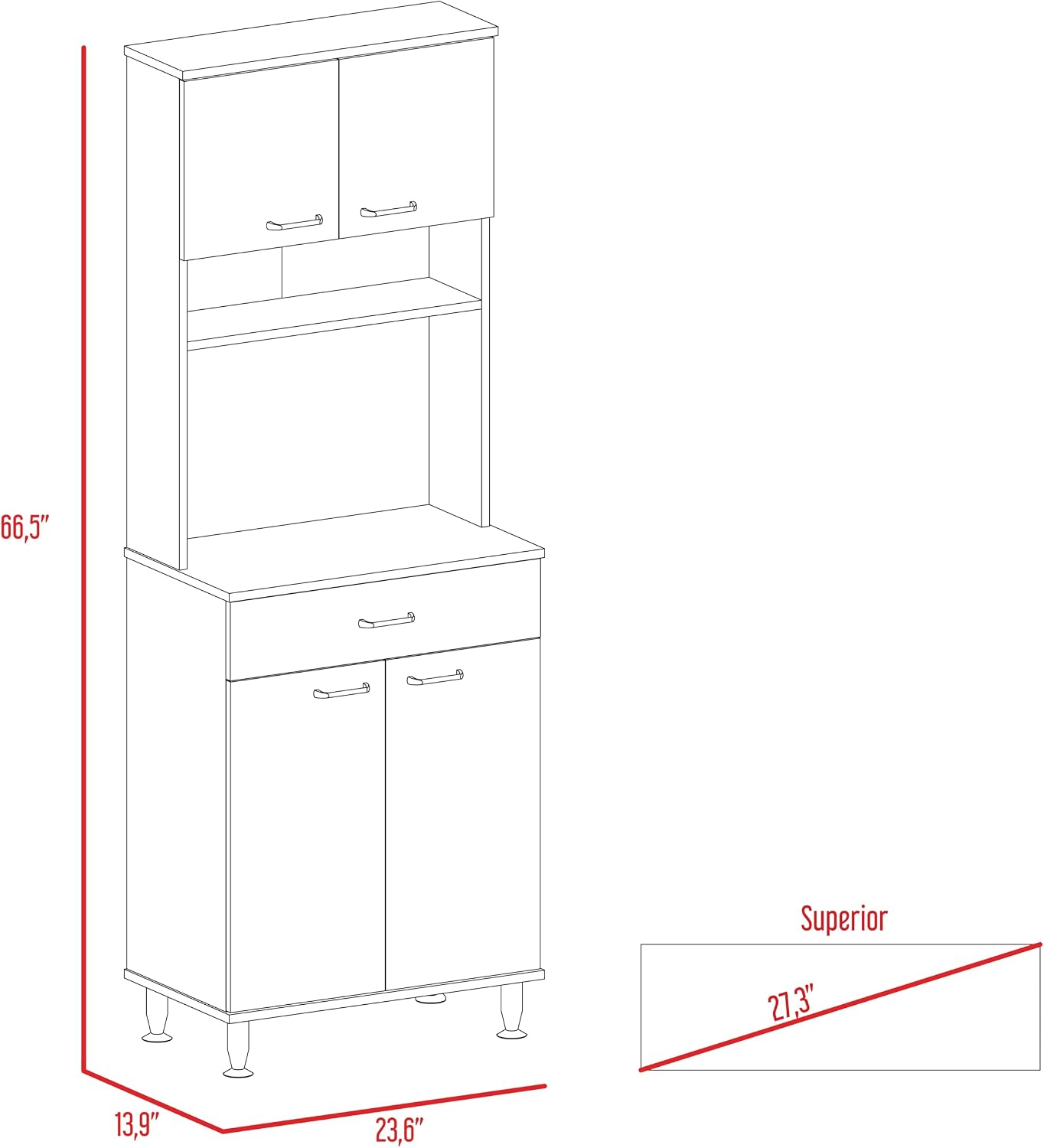 ModernKitchen Pantry, White Storage Cabinet with Countertop, Easy to Maintain, for Dining Room