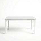 Modern 59 Inch Rectangular Dining Table, White Finish Solid Rubberwood
