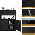 GRUSIGN Storage Cabinet, Modern Bathroom Floor Storage Cabinet Organizer with 1 Door and 3 Drawers, Freestanding Cupboard for Kitchen/Living Room Use