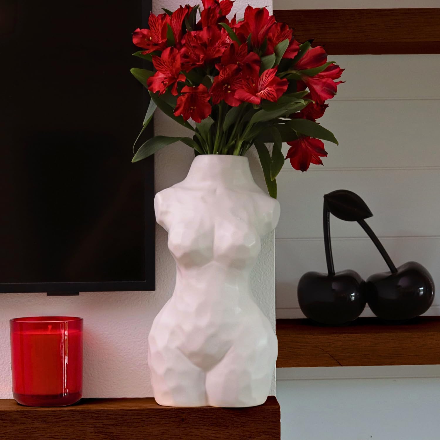 Reimagine Discovery Female Body Vase, Clean Girl Aesthetic Room Decor, Modern Home Decor Ceramic Flower Vase for Living, Bedroom & Office, Minimalist Decorative Vase Body Sculpture (Matte White)
