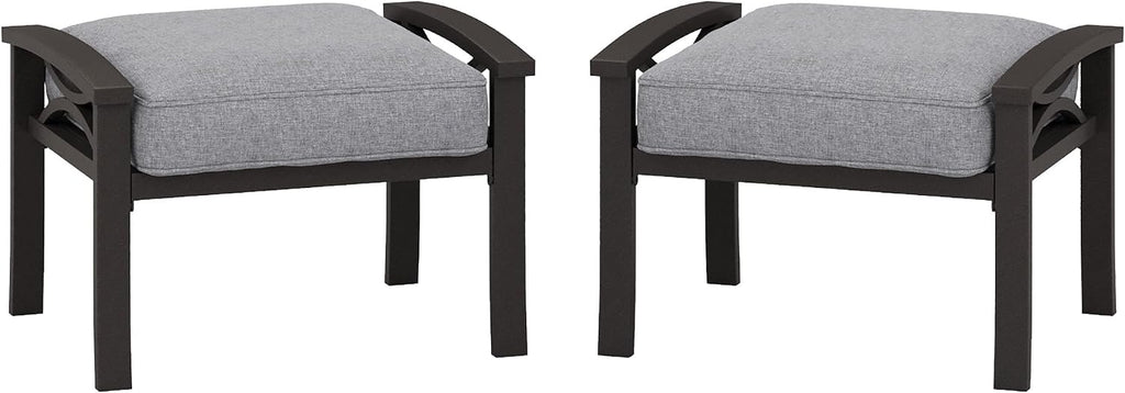 RoyalCraft Durable Iron Patio Footstool with Cushions ?Stable, Weather-Resistant Outdoor Ottoman for Relaxation & Extra Seating