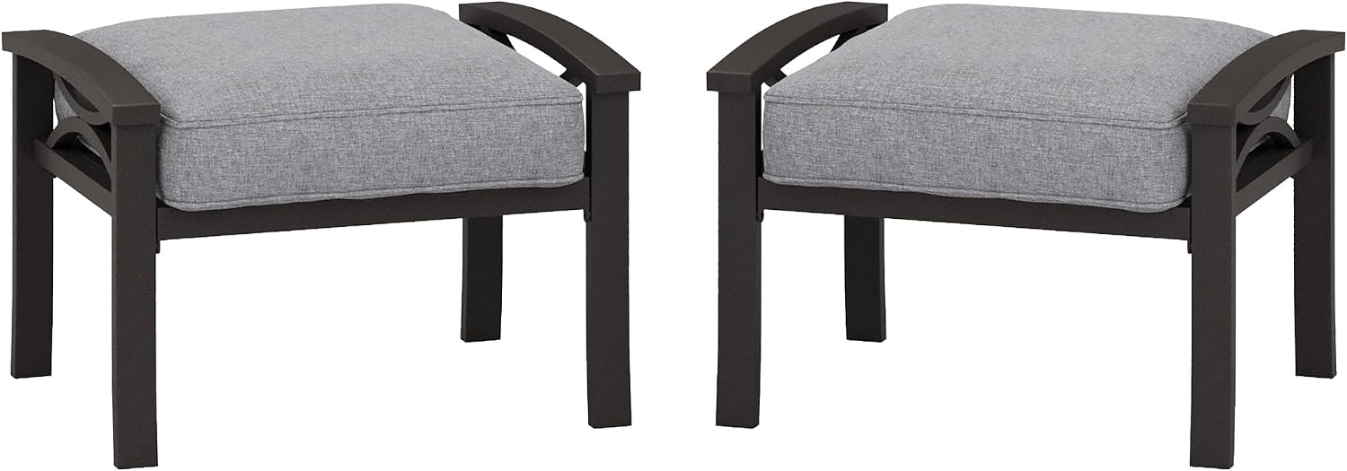 RoyalCraft Durable Iron Patio Footstool with Cushions ?Stable, Weather-Resistant Outdoor Ottoman for Relaxation & Extra Seating