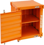 Industrial Wind Bedside Table, End Tables, Container Style Locker Wrought, Tinplate Bilayer Side Table, Metal Locker Nightstand with Combination Lock for Bedroom, Living Room, Office - Orange