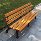 Garden Park Outdoor Bench, Cast Aluminium Frame Wooden Sitting, for Balcony Terrace Leisure Chair Seat(Small)