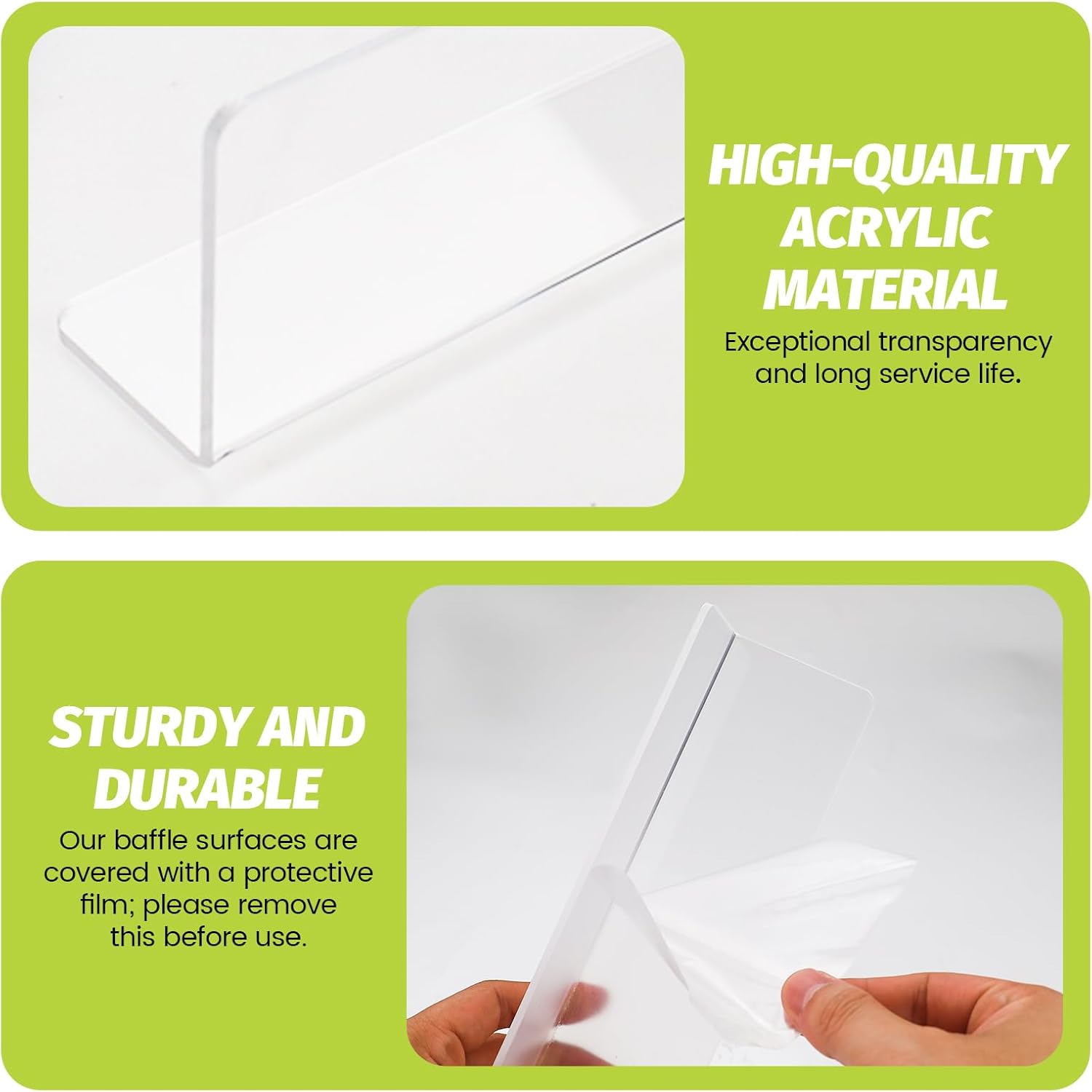4 Pack Thickened Acrylic Shelf Dividers with Adhesive Tapes, L11.8 x W1.6 x H2.4in Clear L-Shape Shelf Separators Organizer for Closet Organization Cabinet Drawer Bookcase Retail