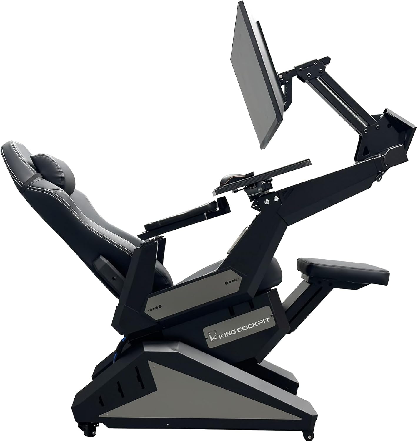 KING COCKPIT Zero-Gravity Reclining Chair for PC Gaming, Sim Racing &Home Office, Workstation with Electrically Adjustable Monitor Distance,Adjustable Keyboard Tray&Cup Holder-Black