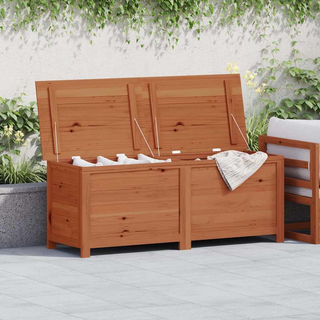 Outdoor Cushion Box Large Storage Bench Solid Fir Wood Garden Deck Organizer 59 Inch Patio Furniture Waterproof Finish Rectangular Trunk